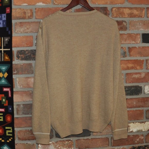 SOL Beige Brown Pattern 100% Baby Alpaca Wool Grandpa Knit Sweater. Peru L - Picture 2 of 3